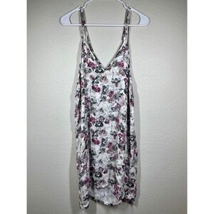 Onia Floral V Neck Sleeveless Mini Dress Medium White Purple Casual Flowy